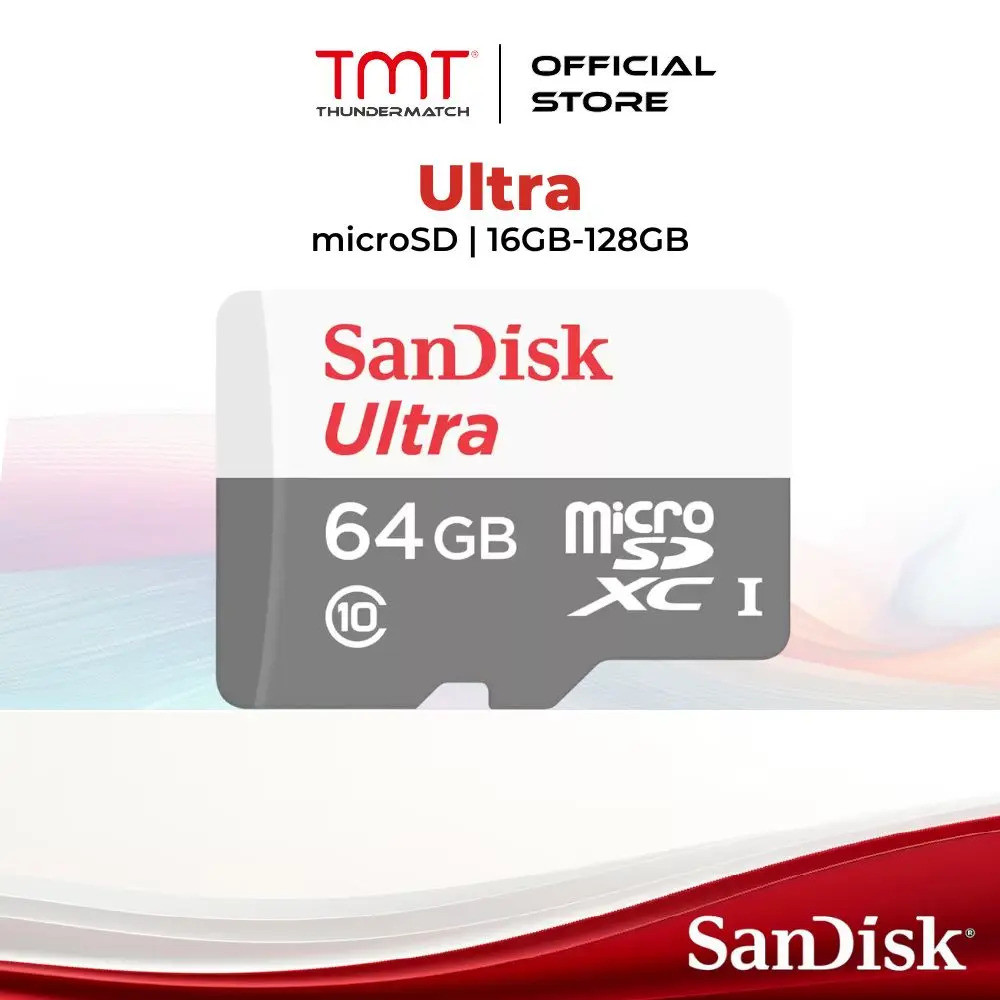 การ์ดหน่วยความจํา SanDisk Ultra MicroSD UHS-I C10 SDSQUNR (32GB/64GB/128GB)