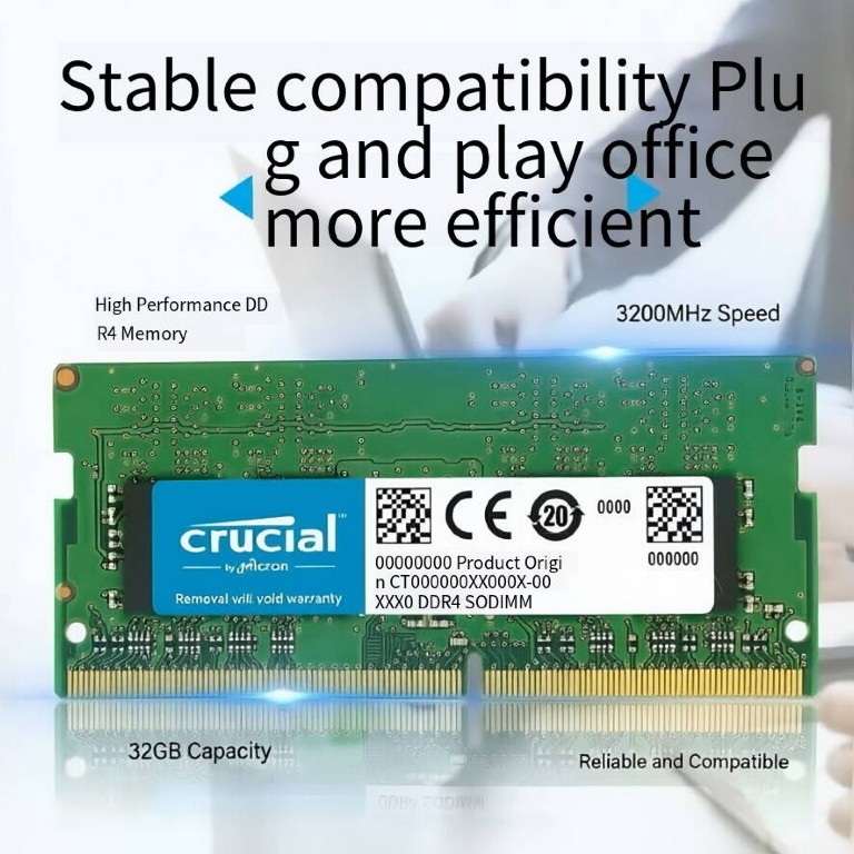Crucial 8GB 16GB 32GBDDR4 3200MHz CL22 1.2V SODIMMNotebookMemory CT16G4SFRA32A(3YrsCrucialWarranty)