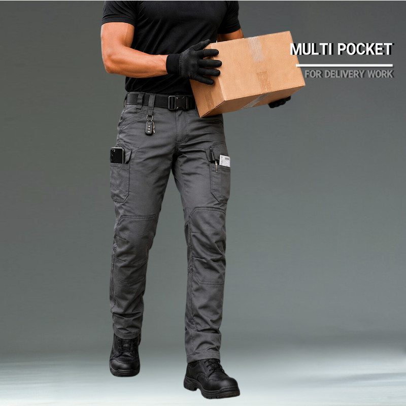 EAGLADE Men Work Cargo Pants กางเกงยูทิลิตี้ยืดหลายกระเป๋าสําหรับการจัดส่งและงานโกดัง