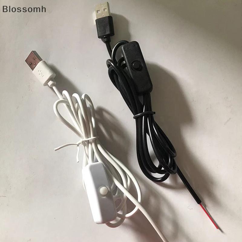 Blossomh 5V สวิทช์สายไฟ 1 M/1.5 M USB ชาย 2 Core การเชื่อมต่อสาย 501 ปุ่ม ON OFF 2A สําหรับ LED Strip โคมไฟหลอดไฟใหม่