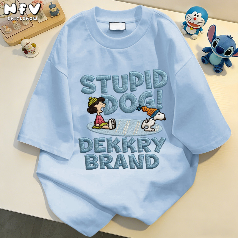 【จัดส่งตลอด 24 ชั่วโมง】NFV แฟชั่นเกาหลี เสื้อยืดแขนสั้นคอกลม ลายพิมพ์การ์ตูน ผ้าฝ้าย YG4576