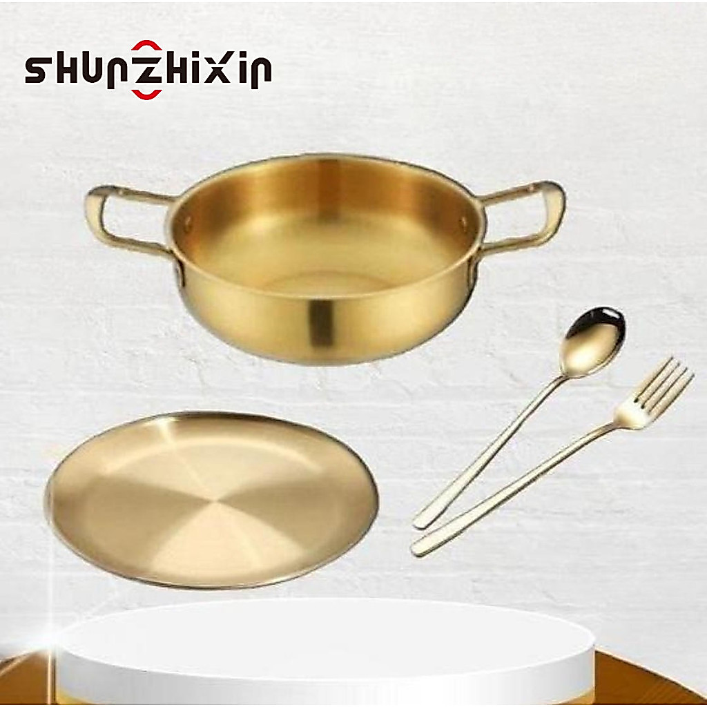 หม้อเกาหลีหมูจุ่มเซ็ต 4ชิ้น สแตนเลสพรีเมี่ยม 18-28cm ไม่เป็นสนิม โปรโมชั่นสุดคุ้ม ทองเหลือง