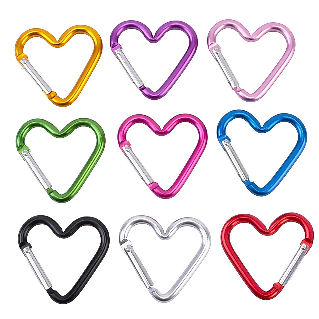 Candy-สี Electroplated สังกะสีอัลลอยด์รูปหัวใจปีนเขาหัวเข็มขัดกระเป๋าเป้สะพายหลังหัวเข็มขัดน่ารัก DIY เครื่องประดับอุปกรณ์เสริมพวงกุญแจ
