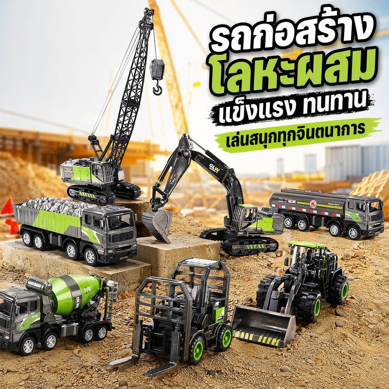 รถของเล่นก่อสร้าง รถขุด รถบรรทุก โลหะผสม รถวิศวกรรม แรงเฉื่อย เสียงสมจริง ของขวัญเด็ก
