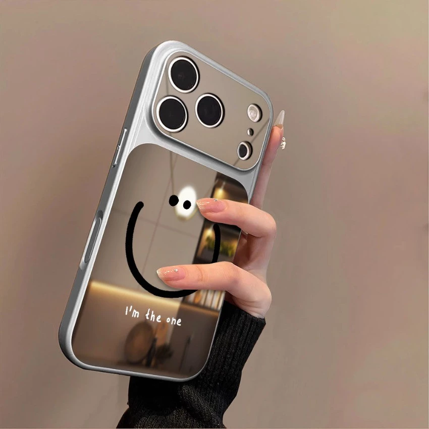 สีดําสายหน้ายิ้มกระจกเคสโทรศัพท์สําหรับOPPO A6C A6X A6T A6S A6 A5 A3 Pro A5X A5i A3Xอะคริลิคแต่งหน้ากระจกกันกระแทก