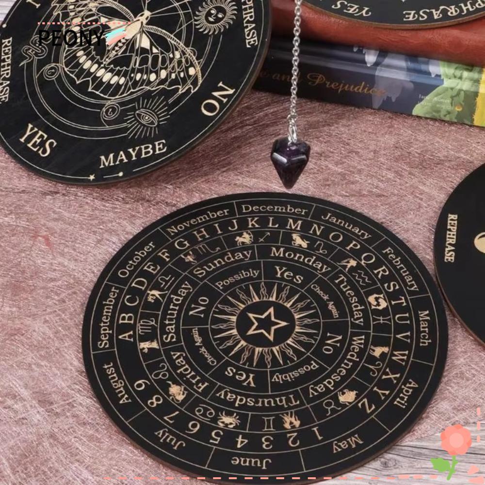 PEONYPAVILION Star Pendulum Board, Magics การทําสมาธิแม่มดแท่นบูชาอุปกรณ์ Dowsing Divination Board, 