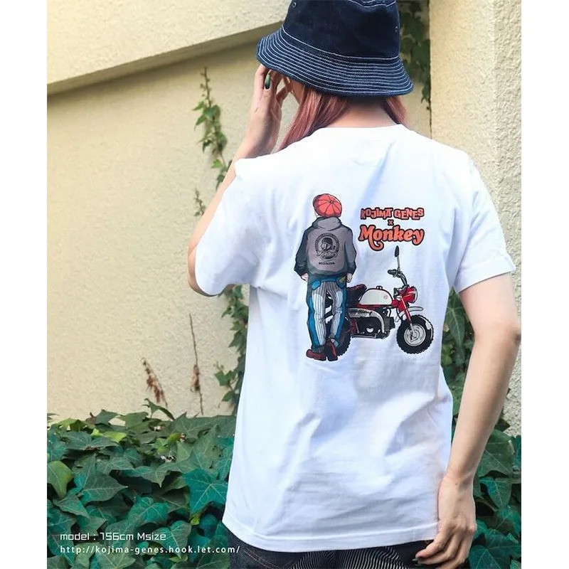 KOJIMA GENES จากญี่ปุ่น ระบายอากาศได้ดี Honda RNB-6551 Release A เสื้อยืดแขนสั้นผ้าฝ้ายแท้พิมพ์ลายลิ
