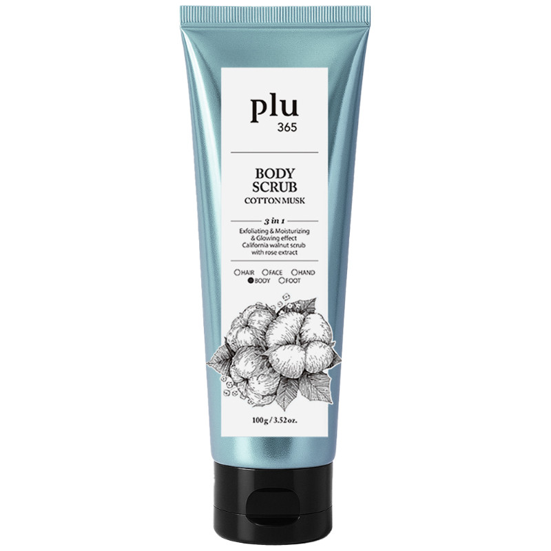 พลู365บอดี้สครับคอตตอนมัสก์ 100กรัม Plu365 Body Scrub Cotton Musk 100g. [หมายเลขบาร์โค้ด 8809237073106]