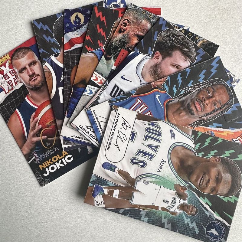 Drew原创NBA球星卡盲盒詹姆斯库里明星签名球收藏自制球星裸卡NBA Basketball Star Card Thickened Basketball Star High Beauty Small