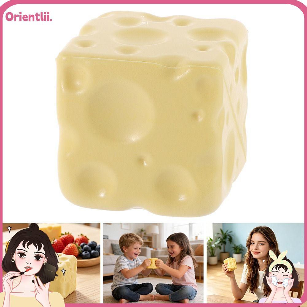 ORIENTTK ของเล่นหยิกชีส, Non-Bounce Anti-Stress Cheese Cube Stress Ball, นวดรูปร่างได้ Squishy Texture ASMR Sensory Stress Toy เด็กผู้ใหญ่