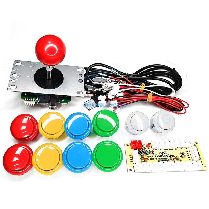 เลียนแบบ Sanhe จอยสติ๊กชุดเกม Arcade Zero Delay USB ชิป Cassette ปุ่มสามเณร DIY พร้อมสายเคเบิล