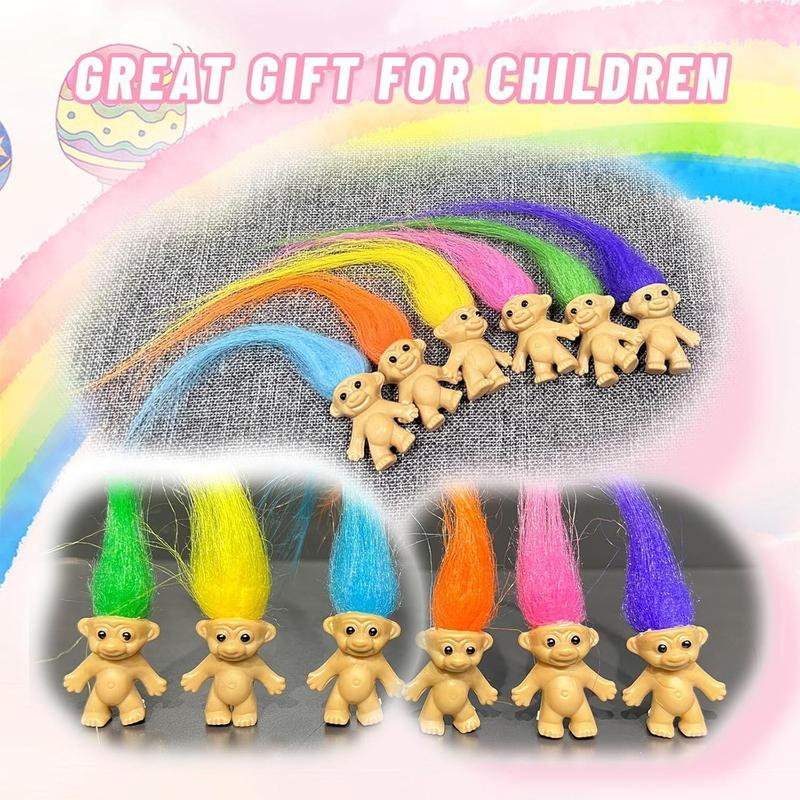 10 ชิ้น Mini Troll ตุ๊กตาผมที่มีสีสัน Retro Lucky Troll ตุ๊กตาสําหรับงานปาร์ตี้โปรดปราน DIY Craft & 