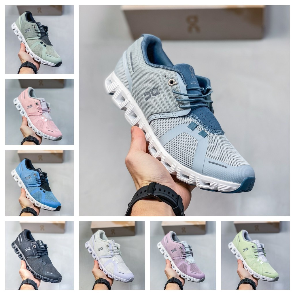 On Running On Cloud 5 Cloud5 ผู้ชายผู้หญิงรองเท้าวิ่งรองเท้ากีฬา Unisex คู่สีชมพู 24WI