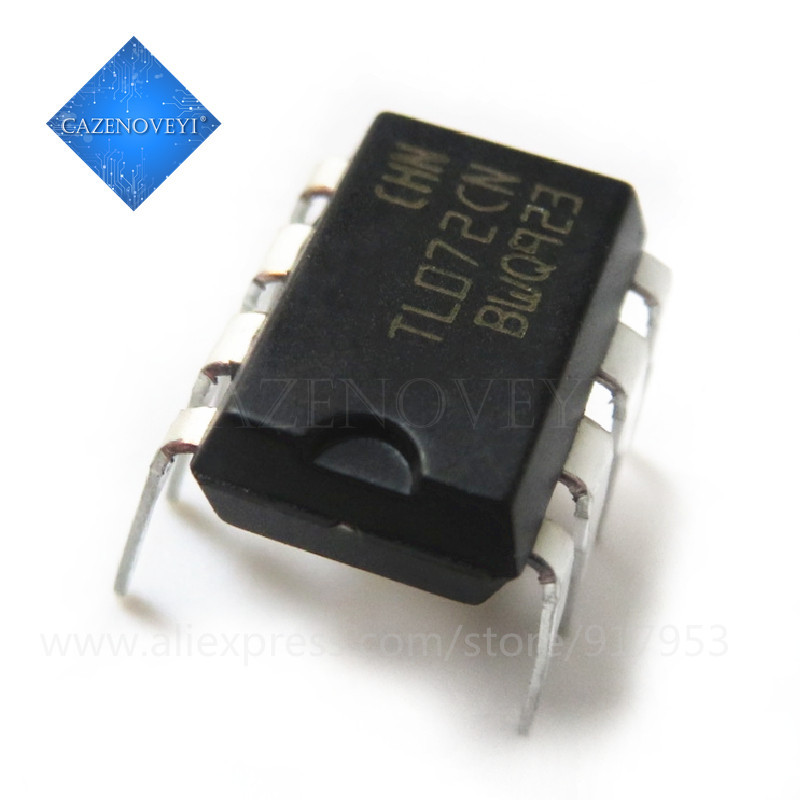 10 ชิ้น TL072CN TL072 TL072C TL072CP DIP-8 = NJM072D 072D เครื่องขยายเสียง - Op Amps Dual Low N
