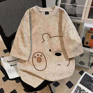 TEE·SHOP🍀 เสื้อยืด Oversize ' Outline Bear Paw ' สไตล์เกาหลี เท่ห์มาก ใส่ได้ทั้งชายหญิง ผ้านุ่มสบายตัวทั้งวัน รองรับ COD