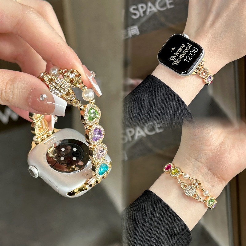 สายรัดข้อมือโลหะเพชรหรูหราสําหรับ Apple Watch Ultra 2 3 49 มม./S11 10 42 มม.46 มม./S9 8 7 41 มม.45 มม./S6 5 4 SE 44 มม.40 มม./S3 2 1 38 มม.42 มม.,Smart สายนาฬิกาสําหรับอุปกรณ์เสริม iWatch สําหรับอุปกรณ์เสริมสําหรับ iWatch