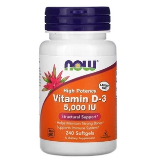 [ดีที่สุดในD3] NOW FOOD Vitamin D3 วิตามิน ขนาด 125 มคก. (5,000 IU) 120/240 แคปซูล เสริมภูมิต้านทาน บำรุงกระดูกและฟัน