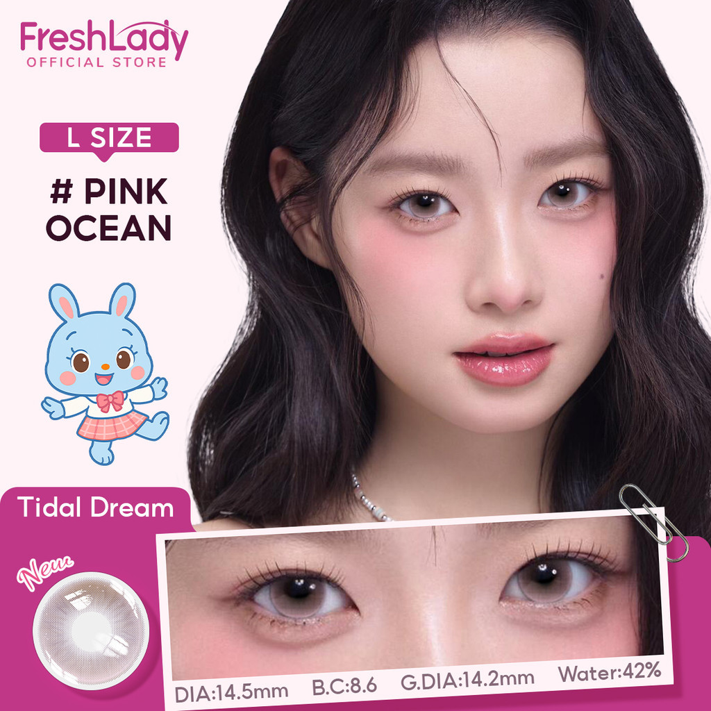 【FDA-ซื้อ 2 รับส่วนลด 10%】Freshlady คอนแทคเลนส์สี คอนแทคเลนส์รายเดือน Pink Ocean Tidal Dream 14.5mm 