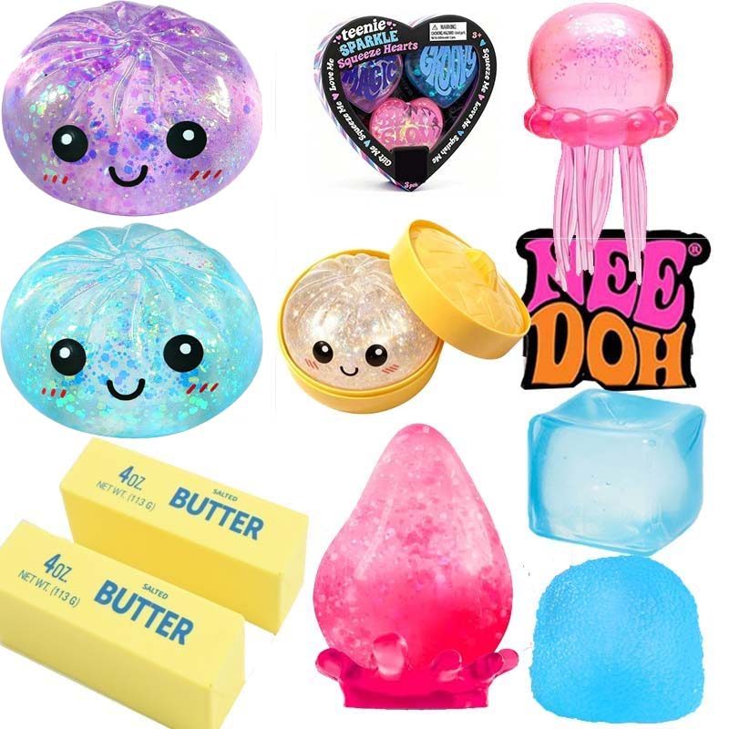 NeeDoh Ice Cube รูปหัวใจ Dumpling Squishy Fidget ของเล่นความเครียดบรรเทา Pop Slime เด็กผู้ใหญ่