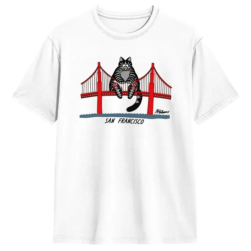 เสื้อยืดคอตตอนแขนสั้นคอกลมลาย Project Hail Mary Ryan Gosling B Kliban Cat San Francisco Bridge Leisu