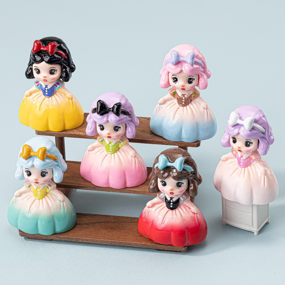6 ชิ้นน่ารักเจ้าหญิง Snowwhite สาวการ์ตูน 3D เรซิ่น Charms สําหรับ DIY(10-430)