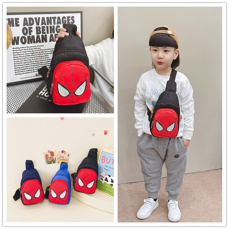 Dark Red Hero Spider Element กระเป๋าน้ําหนักเบาเดินทางกลางแจ้ง Daily Outing ใหม่เด็กไหล่กระเป๋าเป้สะ
