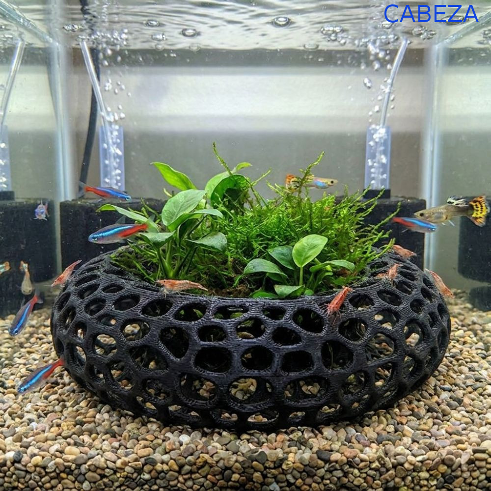 CABEZA ถ้ําซ่อนกุ้งปลา, 3D พิมพ์โครงสร้างที่มีรูพรุน,ที่พักพิงปลาพิพิธภัณฑ์สัตว์น้ํา, ประหยัดกว้าง-ดูพลาสติกพืช Anchoring Breeding Shelter กุ้งพิพิธภัณฑ์สัตว์น้ํา