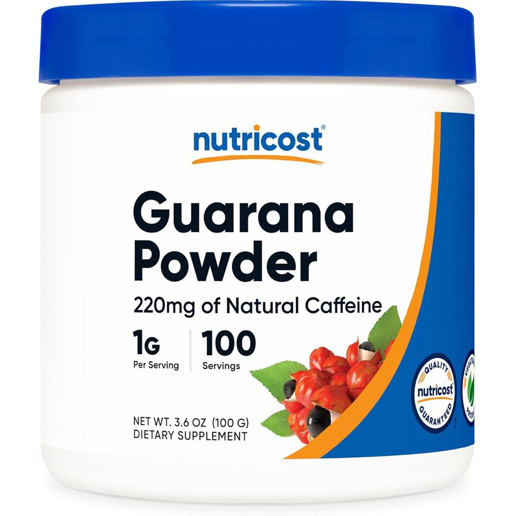 Nutricost Guarana Extract Powder 100 กรัมต่อขวด - Natural Brazilian Herbal Energizer Caffeine