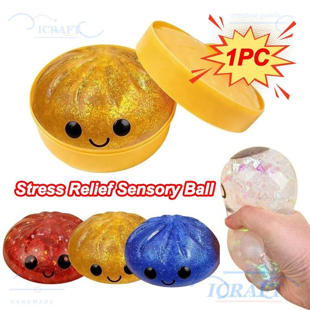 ICRAFT Dumplings Box Squishy Toy, Glitter Soft Steamed Plush Bun Squishy Pinch Le, ของขวัญ Fidget พร้อม Steamer Slow Resilience Squishy ของเล่นบรรเทาความเครียดความวิตกกังวล