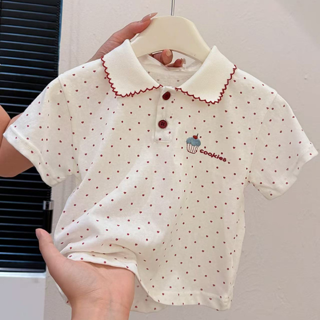 Girls Summer เสื้อโปโลแฟชั่นเข้าชุดสไตล์เกาหลี