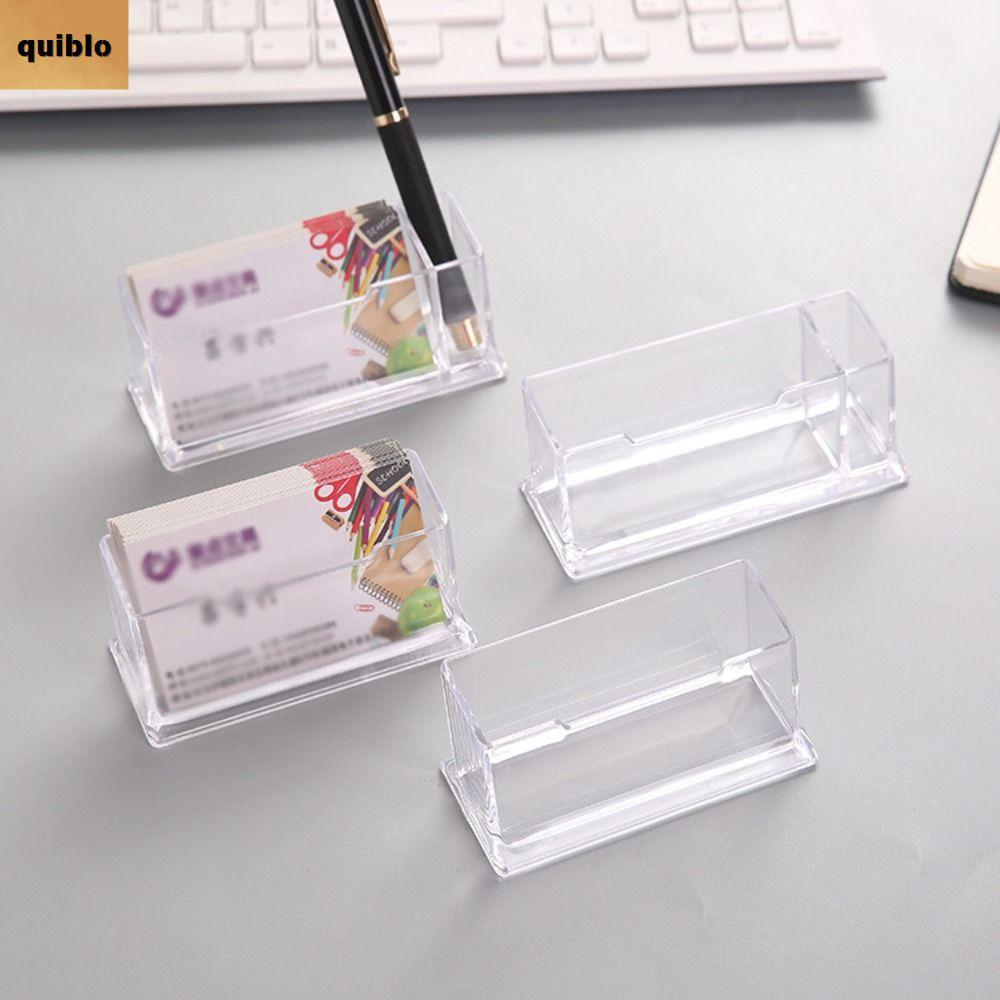QUIBLO Business Card , Transparent Location Card Organizer Desktop Shelf Box, Durable Acrylic Creati