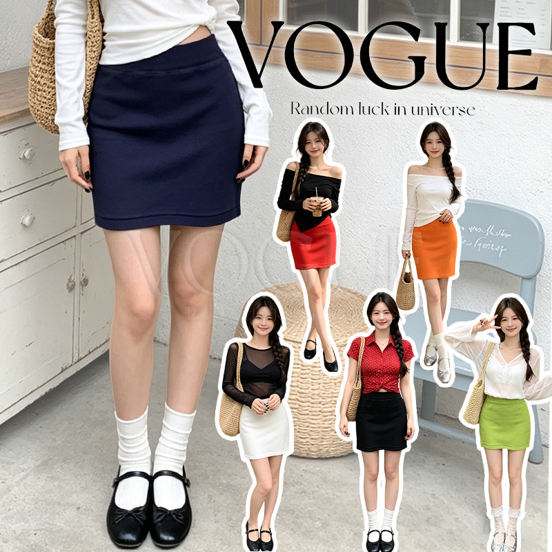 Vogue🌟พร้อมส่ง🌟 กระโปรงสั้นทรงเอ ใส่แล้วเข้ารูปผ่านิ่ม มีหลากสีใส่ได้ทุกวัน (M3A25)
