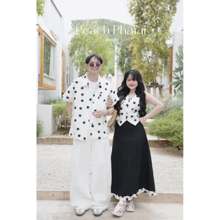 Collection ชุดคู่เนื้อผ้าฝ้ายPlokla dot แขนกุดตามภาพกดแยกนะคะ