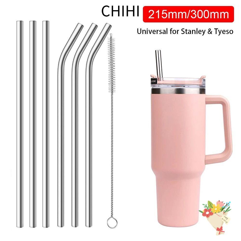 CHIHI 1 ชิ้นถ้วยฟาง,ดื่ม 6 มม.8 มม.หลอดสแตนเลส,Reusable Straight Bent Silver เปลี่ยนหลอดสําหรับ 30 ออนซ์ 40 ออนซ์ Tyeso ถ้วย