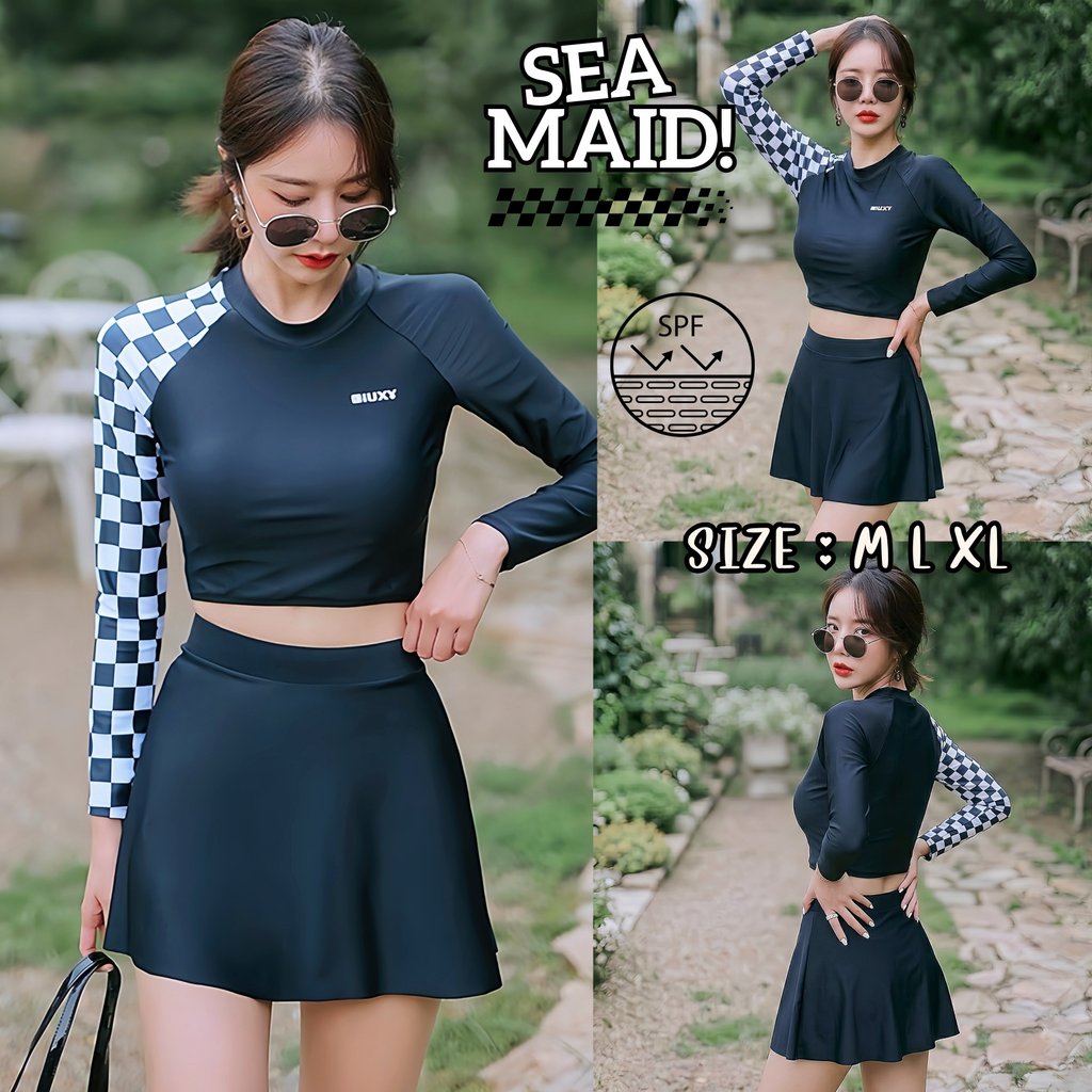 SEA MAID ชุดกีฬาว่ายน้ำ ชุดว่ายน้ำวันพีช ชุดกระโปรงมีซับใน 🌸  มีไซส์ S-L | น้ำหนัก 38-58 กก. ผ้าดียืดหยุ่น Y067