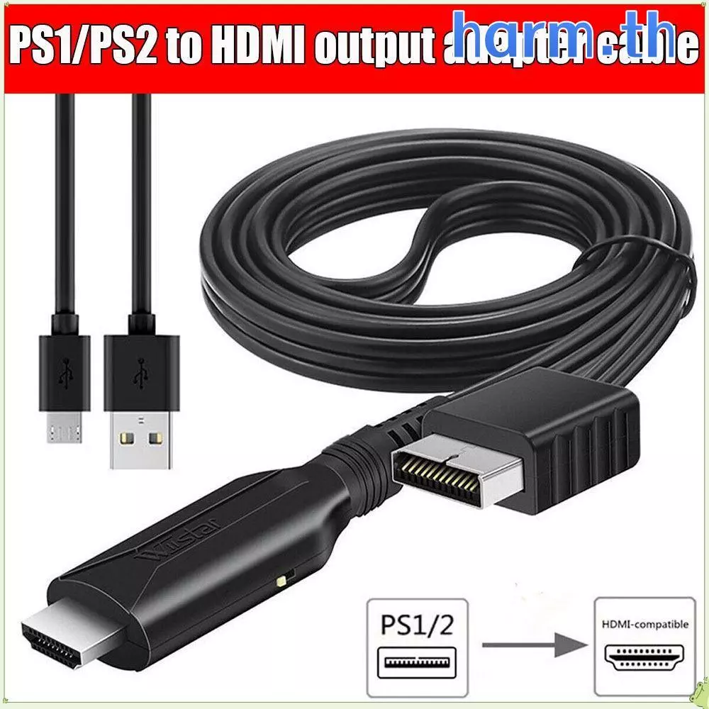 HARM PS2 เป็นอะแดปเตอร์ HDMI จอแสดงผล HDMI สาย HD Converter PS2/PS1 ถึง HDMI