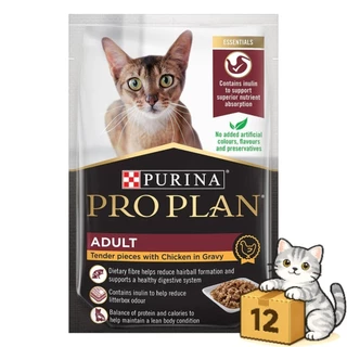 ( ยกโหล 12 ซอง ) Proplan โปรแพลน อาหารเปียกแมว ครบทุกสูตร สำหรับแมวทุกวัย เปียกแมว แบบซอง 85g