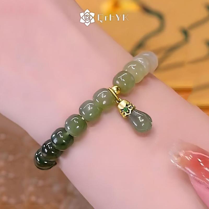 QrhYK ผู้หญิงหยก Orchid Agate สร้อยข้อมือ Chic กําไลข้อมือเครื่องประดับของขวัญสําหรับสาวใหม่