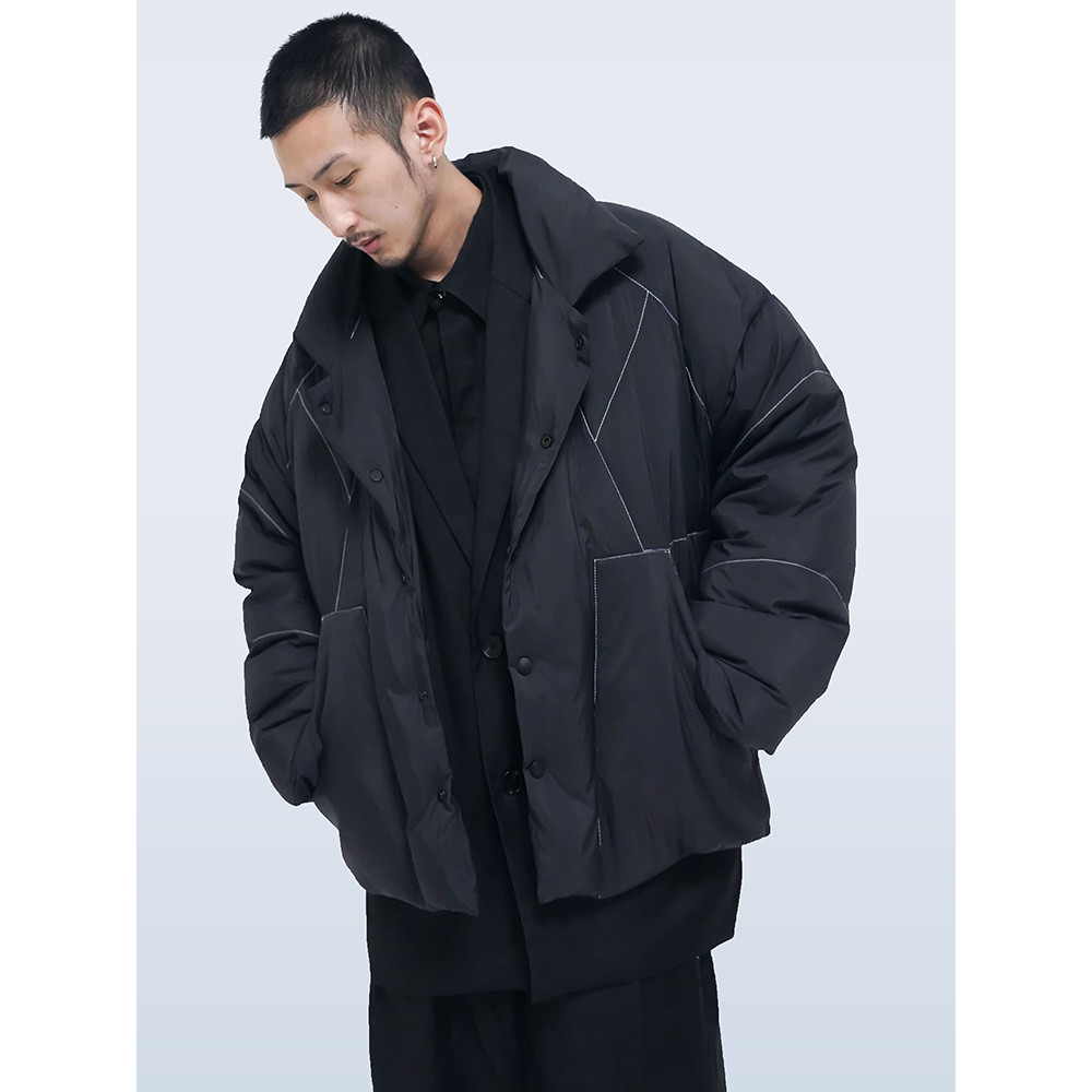 STR: DOWN JACKETS/90A White Duck Down Structure Quilted Stitching Design Short Down Jacket Jacket