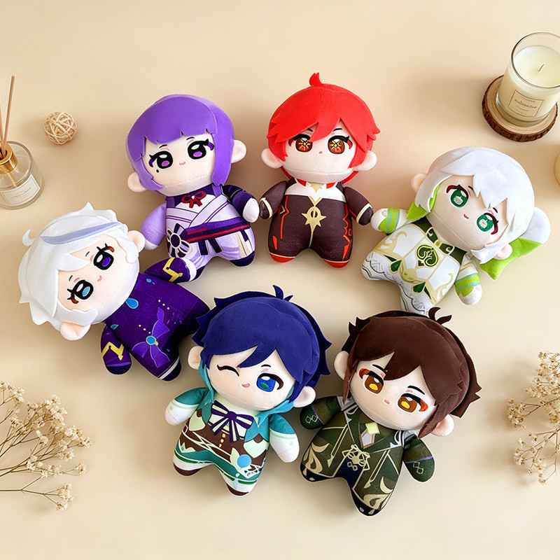 น่ารัก Genshin Impact ตุ๊กตาตุ๊กตามินิตุ๊กตาอะนิเมะของเล่น Soft Fluffy เกม Plushie Nahida Diluc Raid