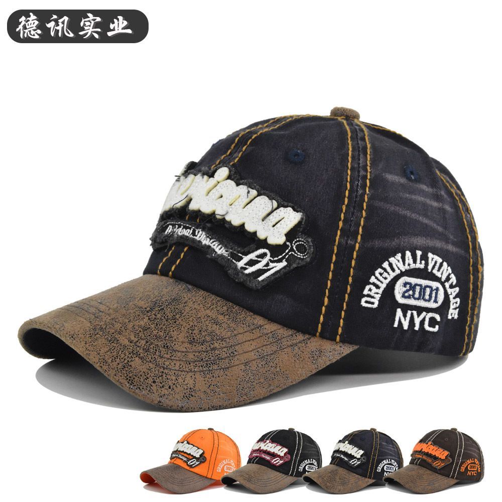Embroidered hats, baseball caps, suede hats, curved visor hats, three-dimensional vintage velvet emb