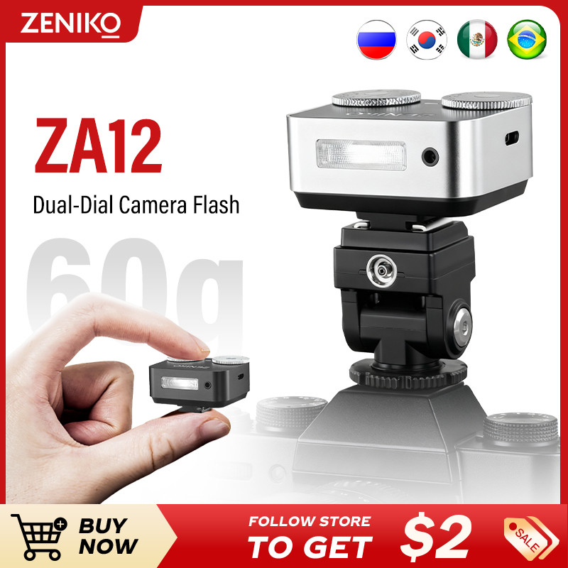 Mini ZENIKO ZA12 Flash สําหรับ SONY zv1, กล้องมิเรอร์เลส Fujifilm xt5, ไฟด้านบนภายนอก, รองเท้าร้อน, 
