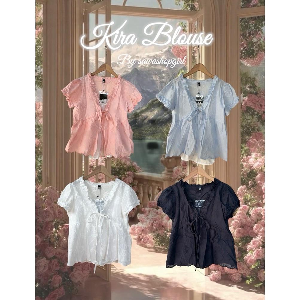 Kira blouse -เสื้อ2เลเยอร์ ลายทาง ดีเทลผูกหน้า ทรงสวย freesize