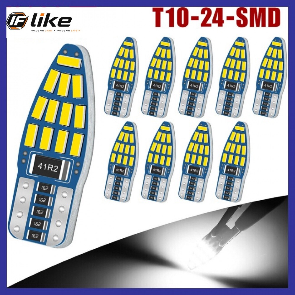 หลอดไฟ Led ติดป้ายทะเบียนรถยนต์ T10 194 168 W5w 2825 24smd 6000k 300 Lm สีขาว Dc 12v 1 ชิ้น
