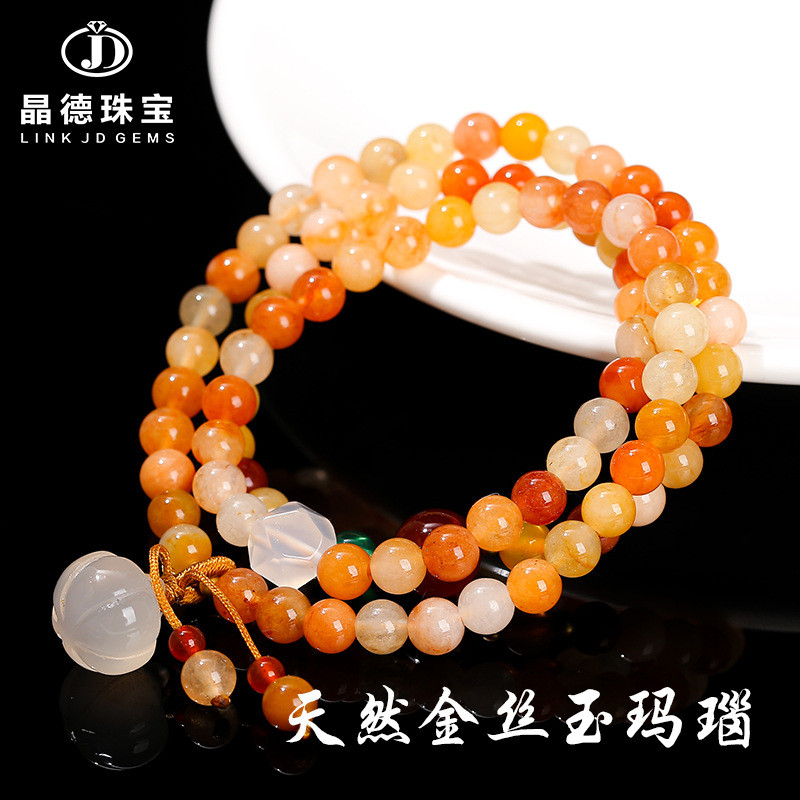 ใหม่สไตล์ธรรมชาติทองผ้าไหมหยกหลายวงกลมสร้อยข้อมืออาเกตฟักทองลูกปัดอุปกรณ์เสริมสไตล์จีนใหม่สร้อยข้อมือเครื่องประดับแบรนด์ใหม่