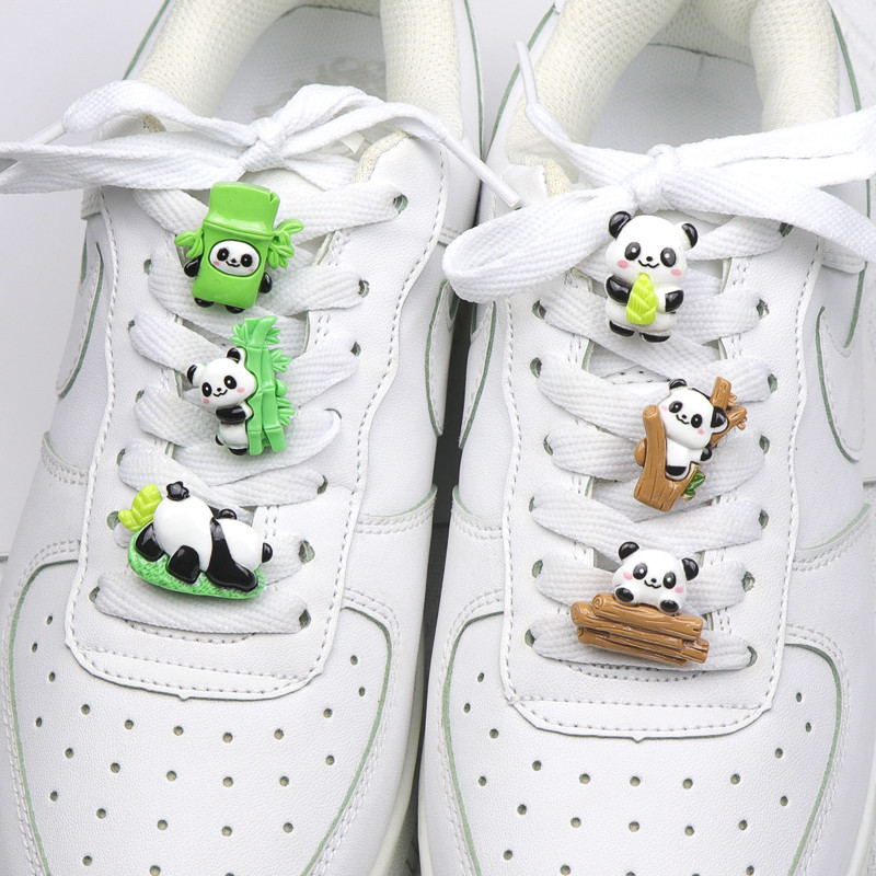 Air Force No. 1 af1 เชือกผูกรองเท้าหัวเข็มขัดเด็กการ์ตูนน่ารัก Panda Shoelace ตกแต่งหัวเข็มขัด diy ร