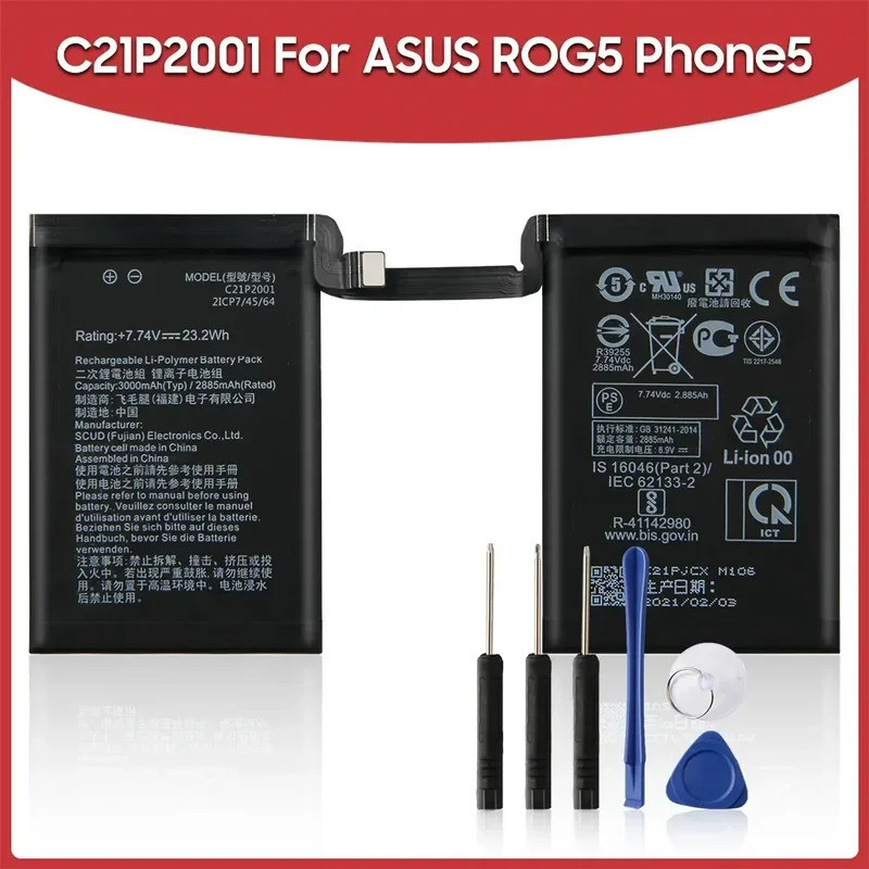 แบตเตอรี่ C21P2001 สำหรับ ASUS ROG5 RONG 5 Phone5 I005DA C21P2101 สำหรับ ASUS ROG7 Phone7 ROG6 Phone
