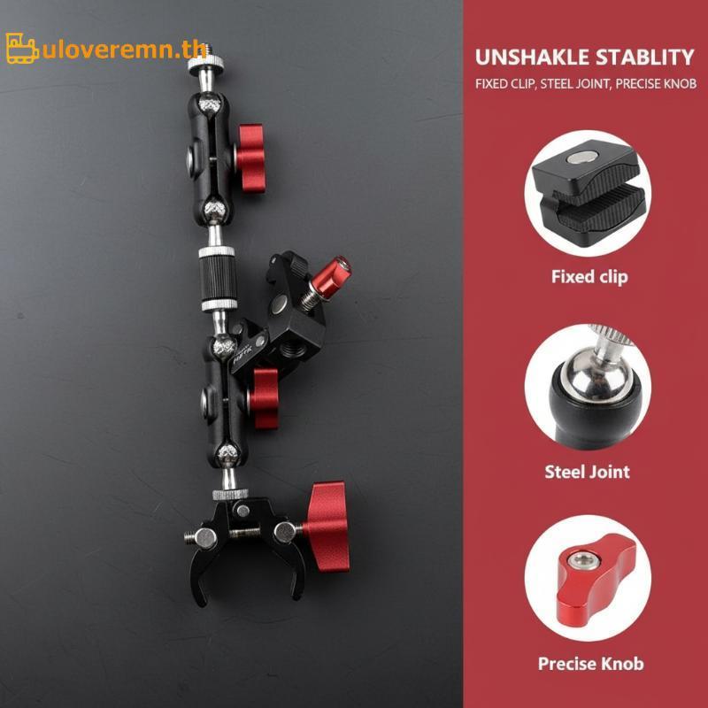 ULO 1 ชุดกล้อง Super Clamp โลหะ Double Ball Head Magic Arm สําหรับ Monitor การออกแบบน้ําหนักเบา TH