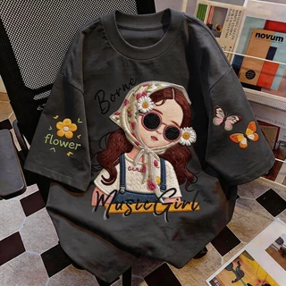 DailyTee🌟 เสื้อยืด Oversize 'Floral Butterfly Retro' สไตล์เกาหลี ใส่ได้ทั้งชายหญิง ผ้านุ่มสบายตัวทั้งวัน รองรับ COD📦