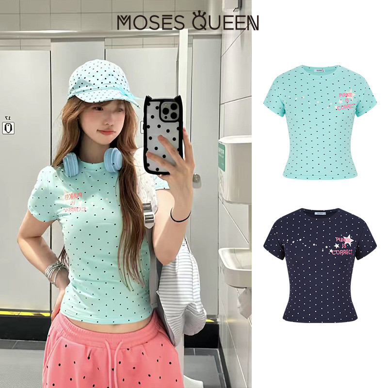 MOSESQUEEN تيشيرت نسائي منقط بحروف — صورة 6